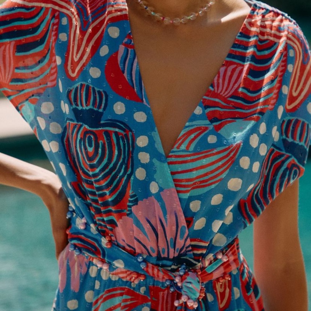 New FARM Rio Ocean Life Wrap Dress - Picture 2 of 5